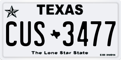TX license plate CUS3477