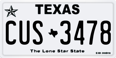 TX license plate CUS3478