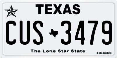 TX license plate CUS3479