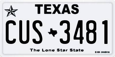 TX license plate CUS3481