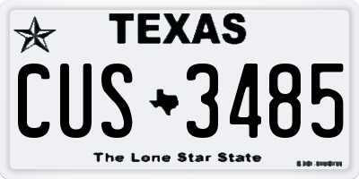 TX license plate CUS3485