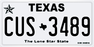 TX license plate CUS3489
