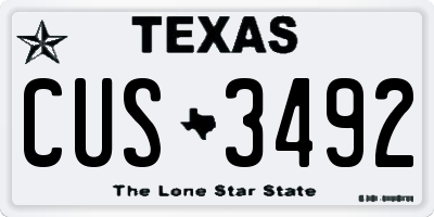 TX license plate CUS3492
