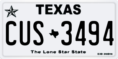 TX license plate CUS3494