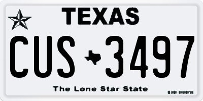 TX license plate CUS3497