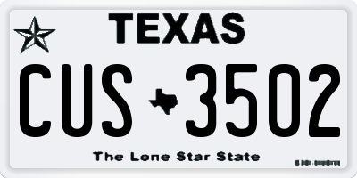 TX license plate CUS3502
