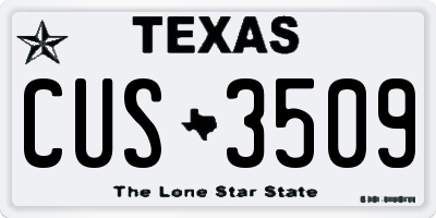 TX license plate CUS3509
