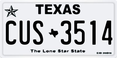 TX license plate CUS3514