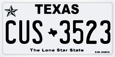 TX license plate CUS3523
