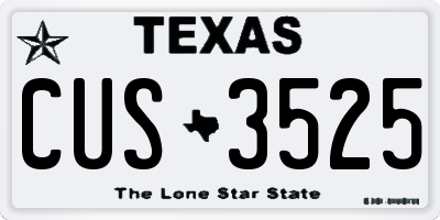 TX license plate CUS3525