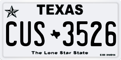 TX license plate CUS3526