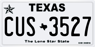 TX license plate CUS3527