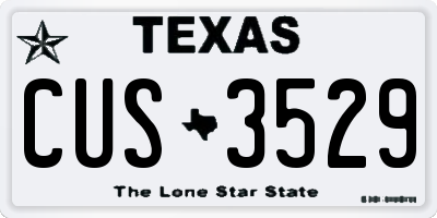 TX license plate CUS3529