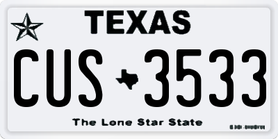 TX license plate CUS3533
