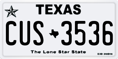 TX license plate CUS3536