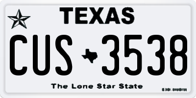 TX license plate CUS3538