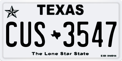 TX license plate CUS3547