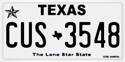 TX license plate CUS3548