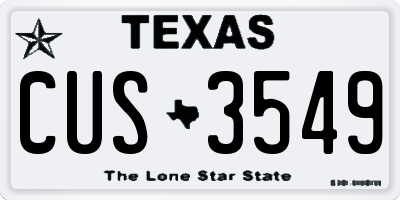 TX license plate CUS3549