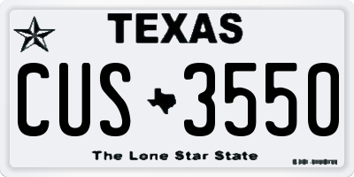 TX license plate CUS3550