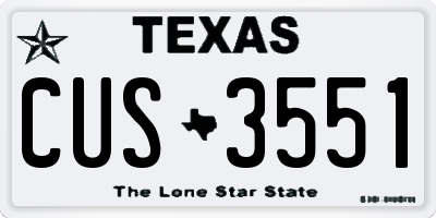 TX license plate CUS3551