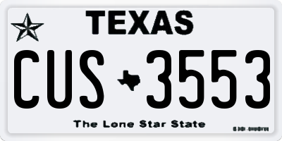 TX license plate CUS3553