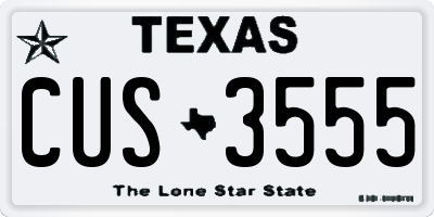 TX license plate CUS3555