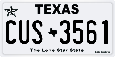 TX license plate CUS3561