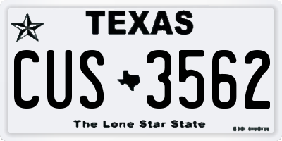 TX license plate CUS3562