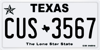 TX license plate CUS3567