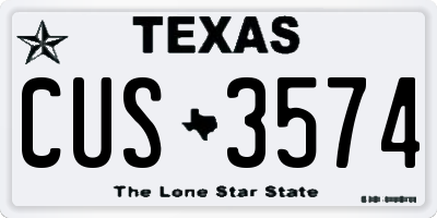 TX license plate CUS3574