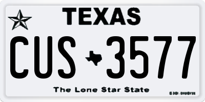 TX license plate CUS3577