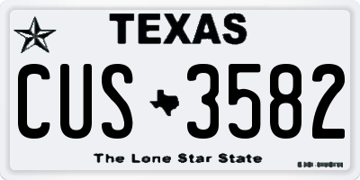 TX license plate CUS3582