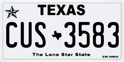 TX license plate CUS3583