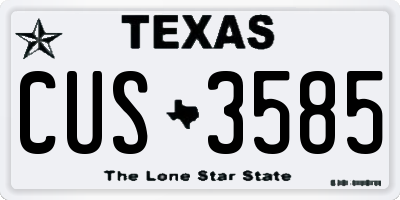TX license plate CUS3585