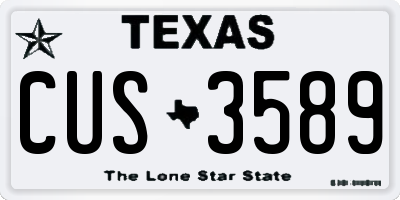 TX license plate CUS3589