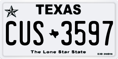 TX license plate CUS3597