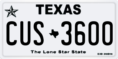 TX license plate CUS3600
