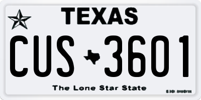 TX license plate CUS3601