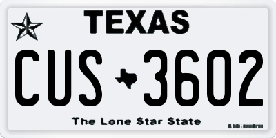 TX license plate CUS3602
