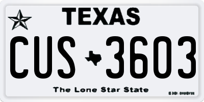 TX license plate CUS3603