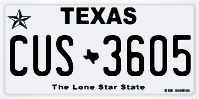 TX license plate CUS3605