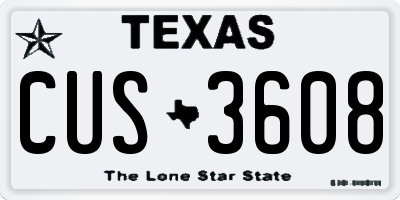 TX license plate CUS3608