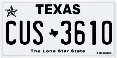 TX license plate CUS3610