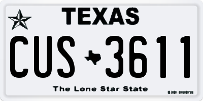 TX license plate CUS3611