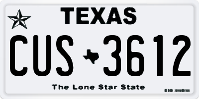 TX license plate CUS3612