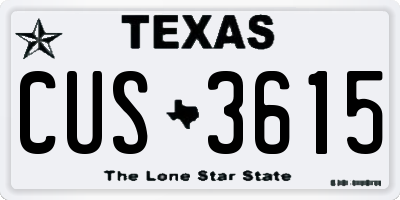 TX license plate CUS3615
