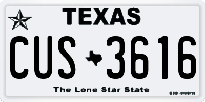 TX license plate CUS3616