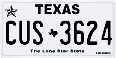 TX license plate CUS3624