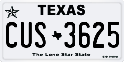 TX license plate CUS3625